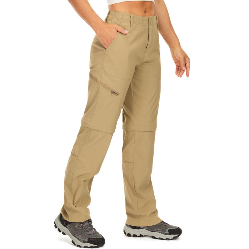 Toomett Women's Hiking Pants Convertible Zip Off Lightweight Quick Dry Outdoor Fishing Safari Waterproof Travel Camping Stretch Pants,2192,Khaki, US 16 - Image 1